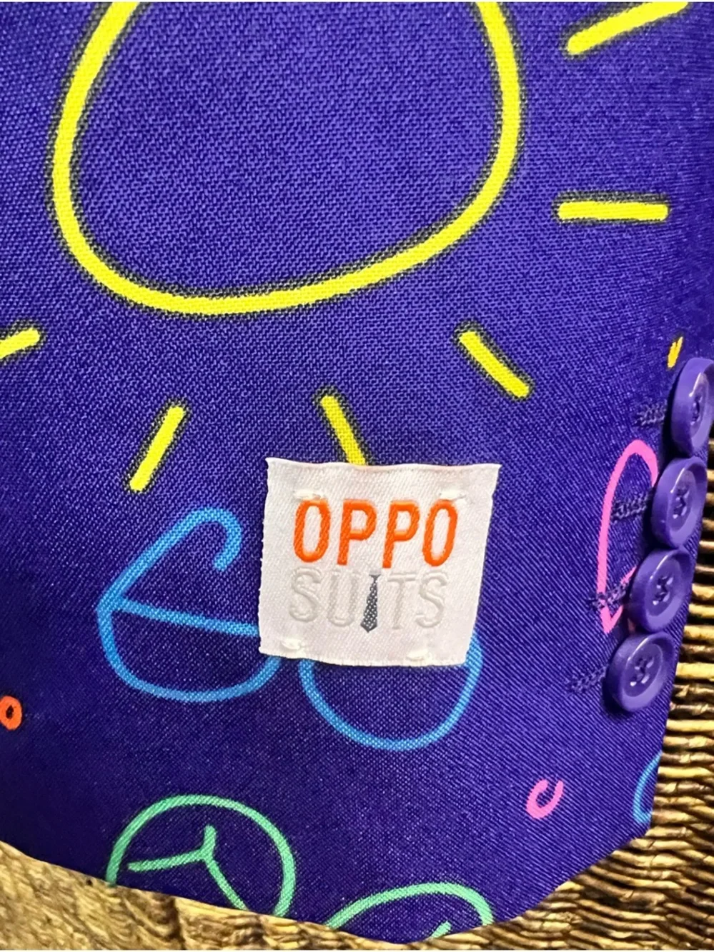 Opposuits- Vibrant Blue Neon-Doodle Dude Print‎ Men's Blazer and pant set